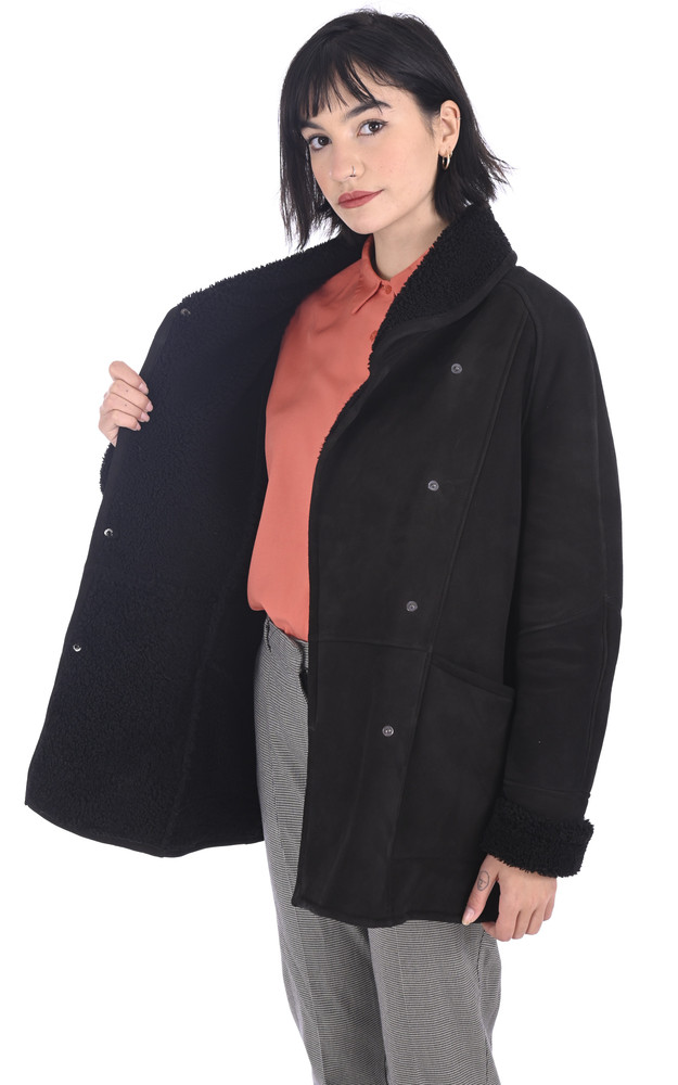 La Canadienne Veste Courte Peau Lainée Noire