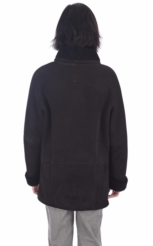 La Canadienne Veste Courte Peau Lainée Noire