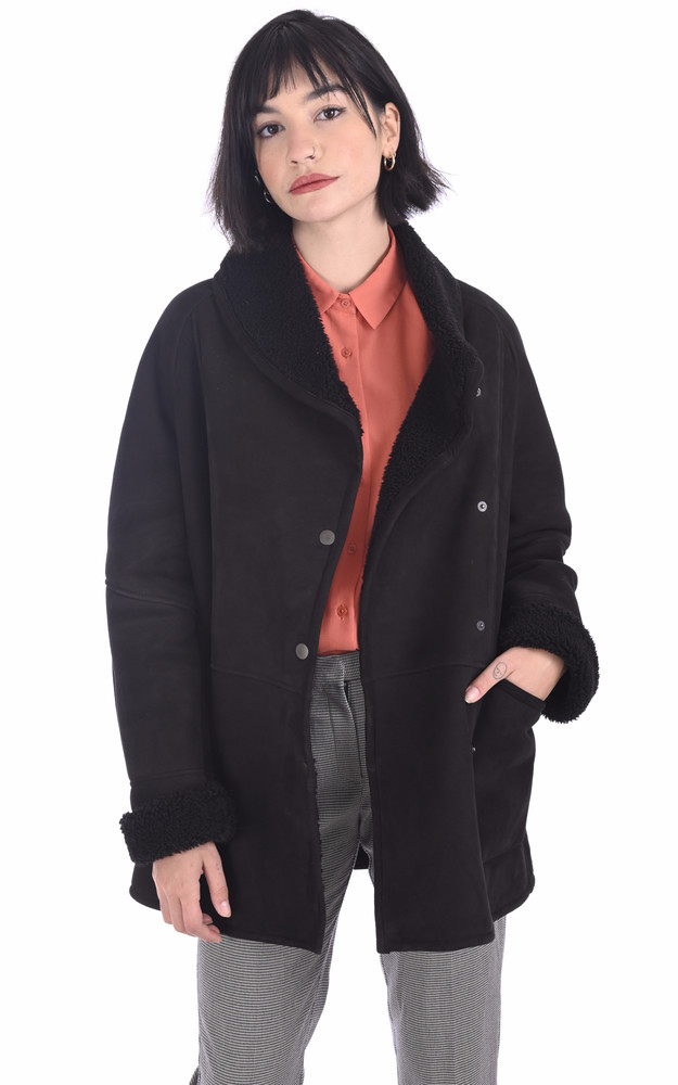 la canadienne Veste courte peau lainée noire