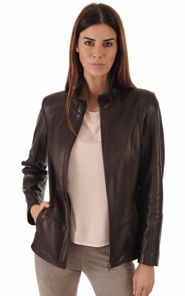 la canadienne Veste cuir agneau marron