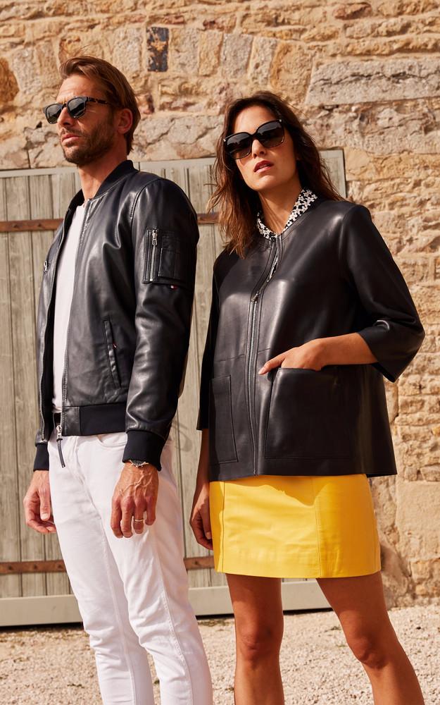 La Canadienne Veste Cuir Berby Marine