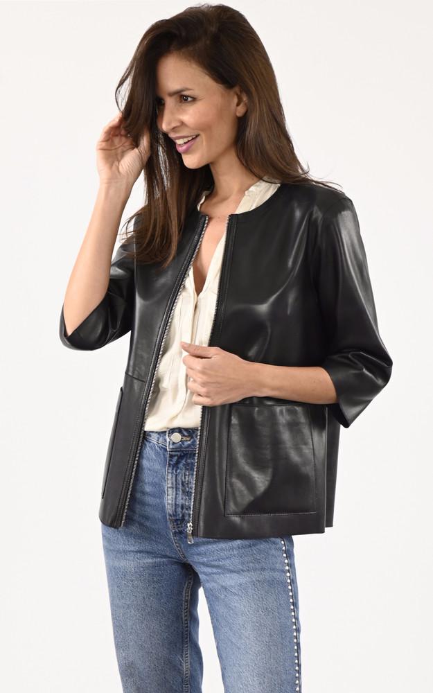 la canadienne Veste cuir Berby marine