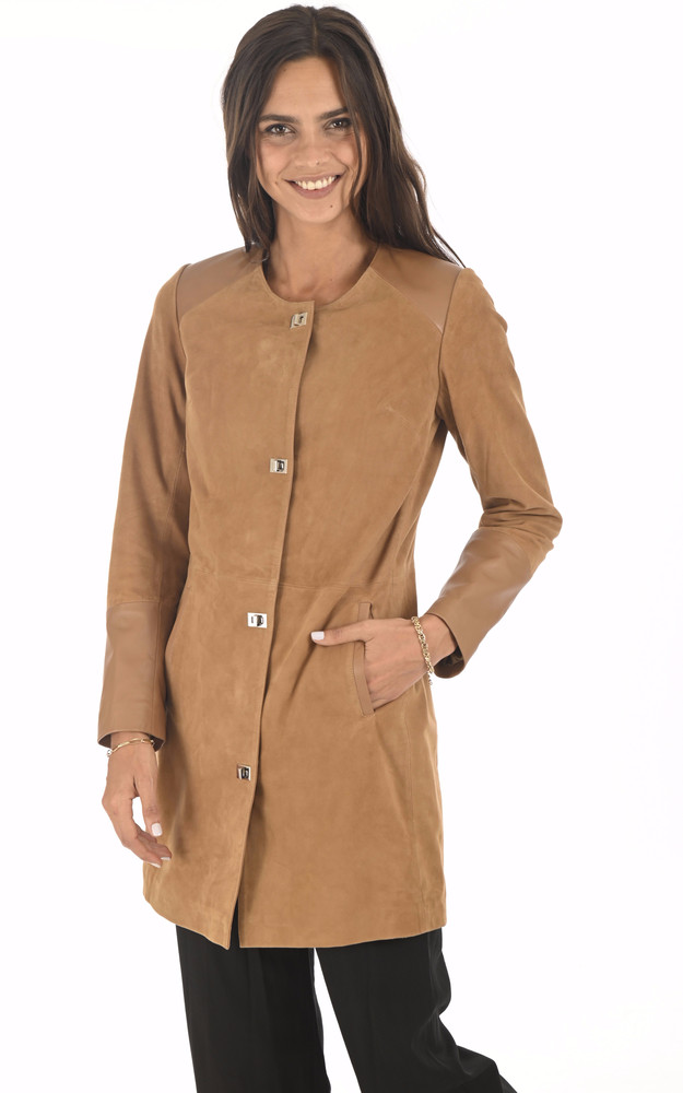 La Canadienne Veste Cuir Bi-matière Camel