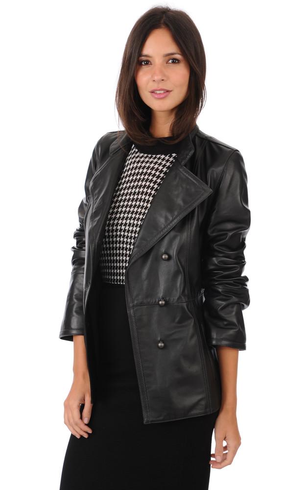 La Canadienne Veste Cuir Esprit Officier Femme