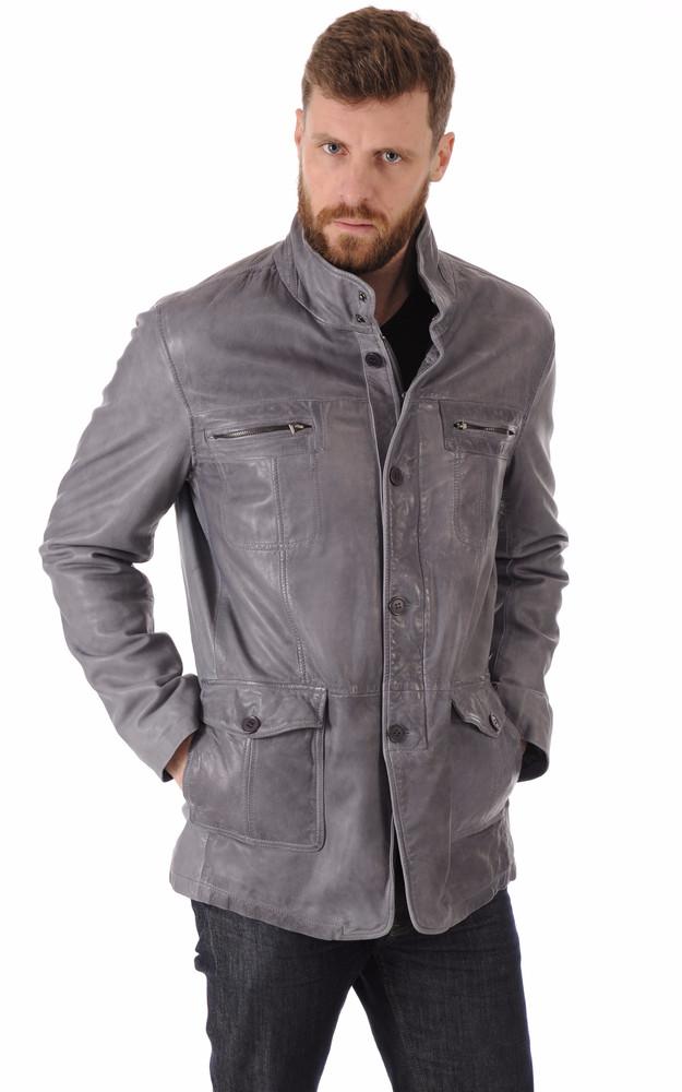 La Canadienne Veste Cuir Homme Grise