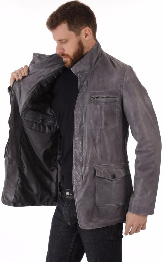 La Canadienne Veste Cuir Homme Grise