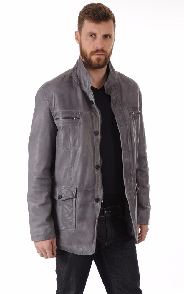 la canadienne Veste Cuir Homme Grise