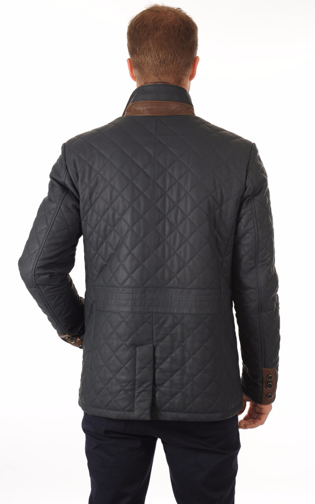 La Canadienne Veste Cuir Matelassé Bleu