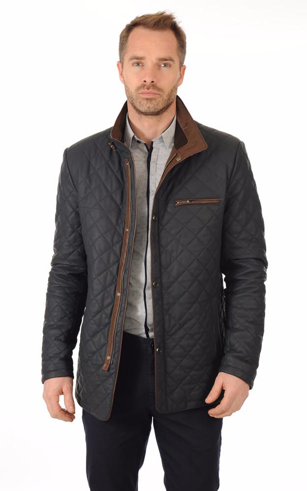 la canadienne Veste cuir matelassé bleu