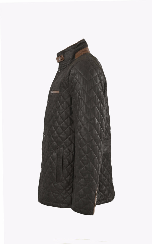 La Canadienne Veste Cuir Matelassé Marron Foncé