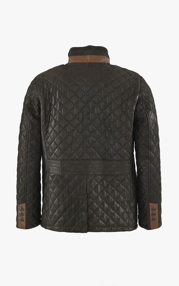 La Canadienne Veste Cuir Matelassé Marron Foncé