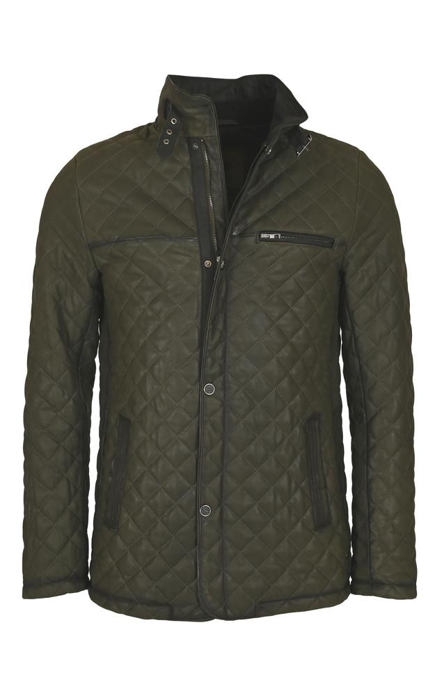 La Canadienne Veste Cuir Matelassé Vert Foncé