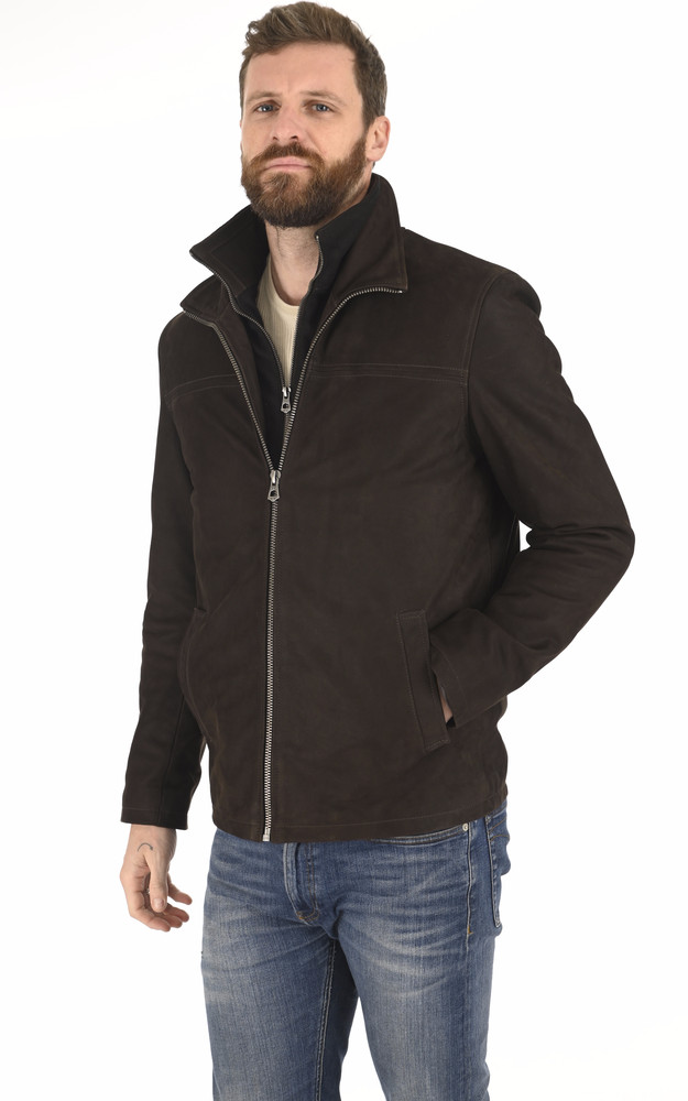 La Canadienne Veste Cuir Nubuck Marron