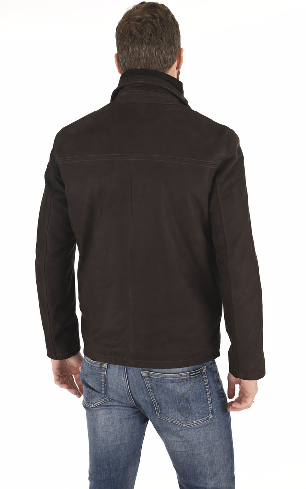 La Canadienne Veste Cuir Nubuck Marron