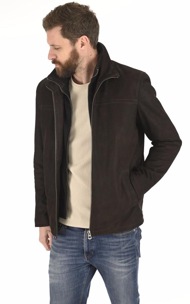 la canadienne Veste cuir nubuck marron