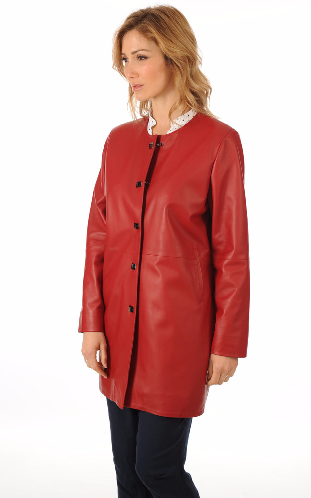 La Canadienne Veste Cuir Rouge