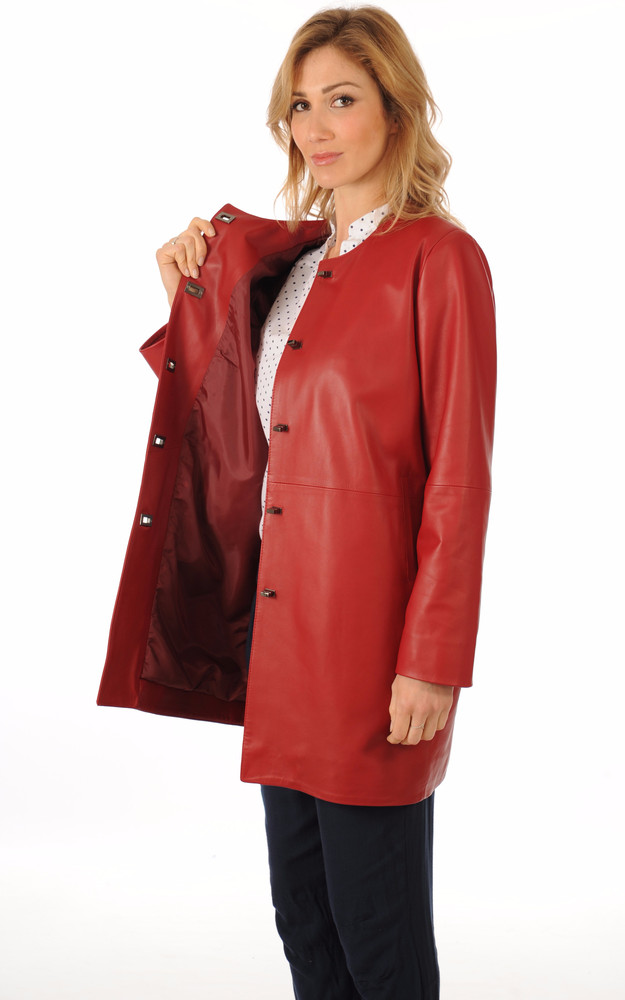La Canadienne Veste Cuir Rouge