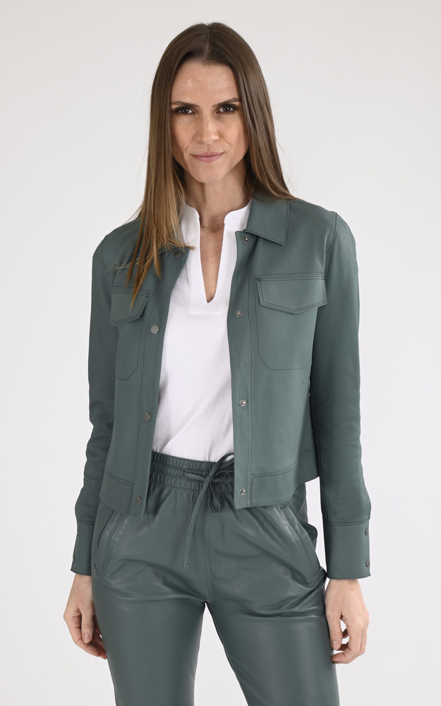 la canadienne Veste cuir Ruby vert