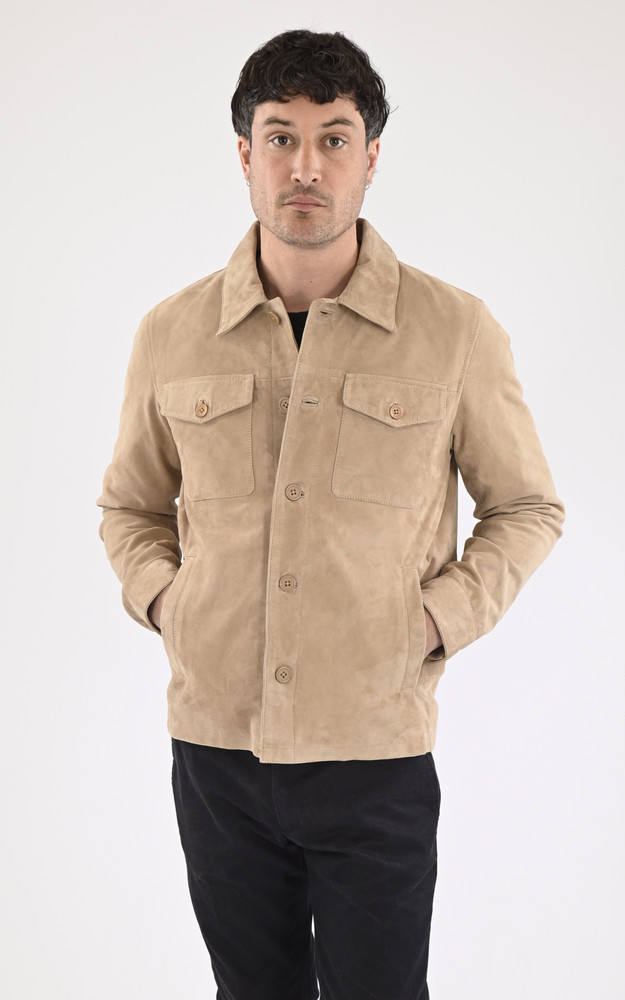 La Canadienne Veste Cuir Velours Houston Beige