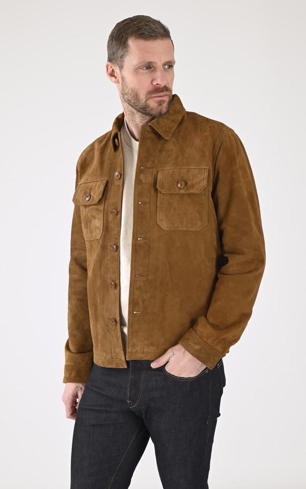 la canadienne Veste cuir velours LCBRONXS Cognac