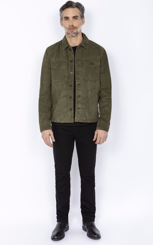 La Canadienne Veste Cuir Velours LCBRONXS Kaki