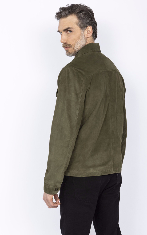 La Canadienne Veste Cuir Velours LCBRONXS Kaki