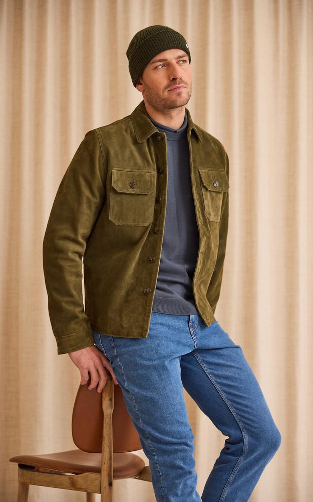 la canadienne Veste cuir velours LCBRONXS Kaki