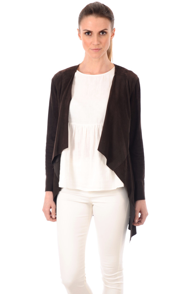la canadienne Veste cuir velours marron