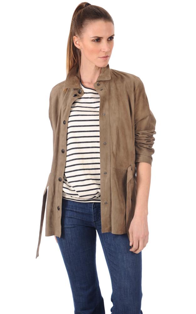 La Canadienne Veste Cuir Velours Olive