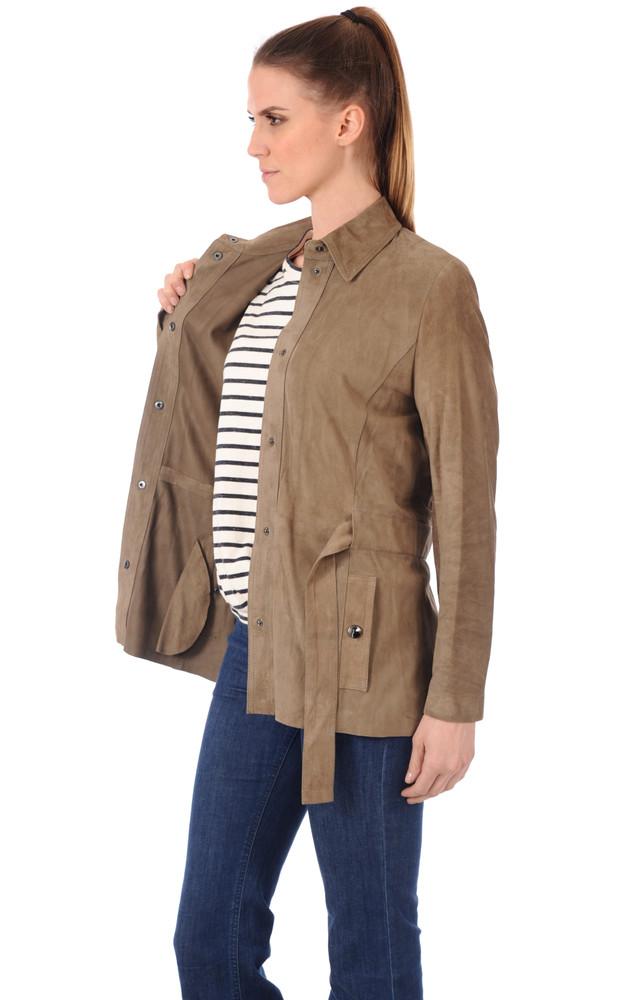 La Canadienne Veste Cuir Velours Olive