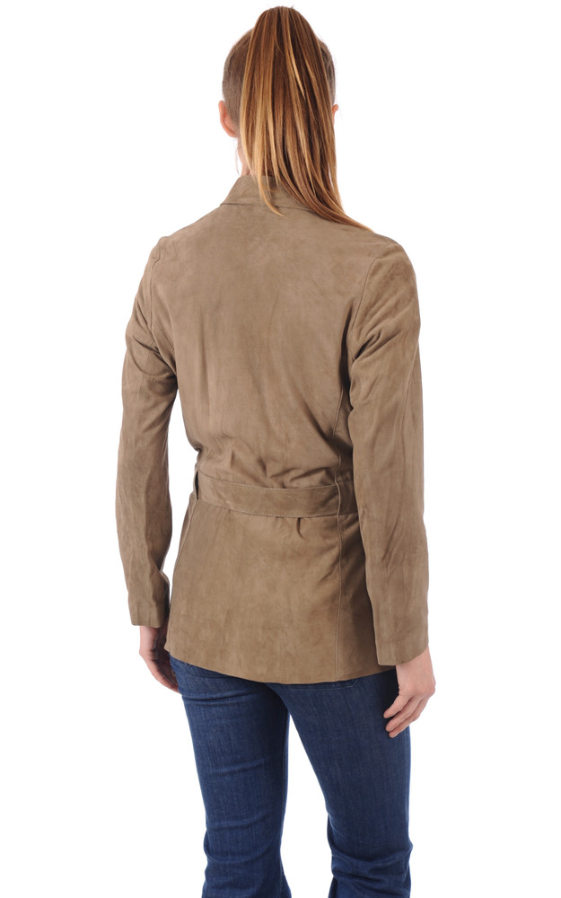 La Canadienne Veste Cuir Velours Olive