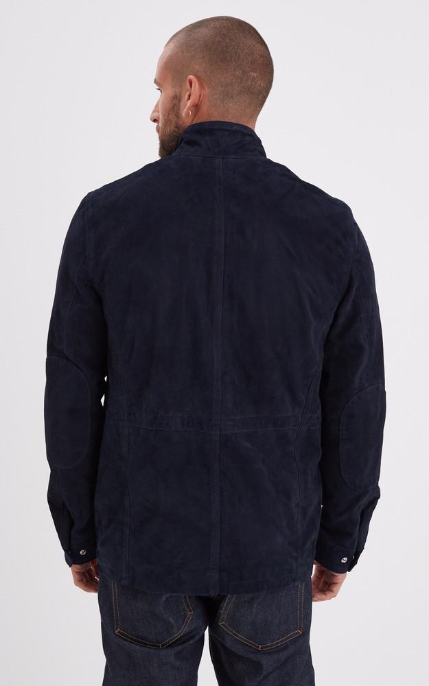 La Canadienne Veste Cuir Velours Salem Bleu Marine