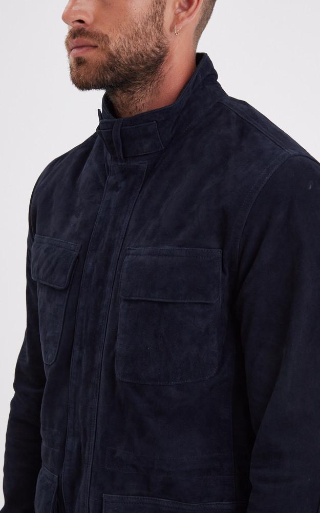 La Canadienne Veste Cuir Velours Salem Bleu Marine