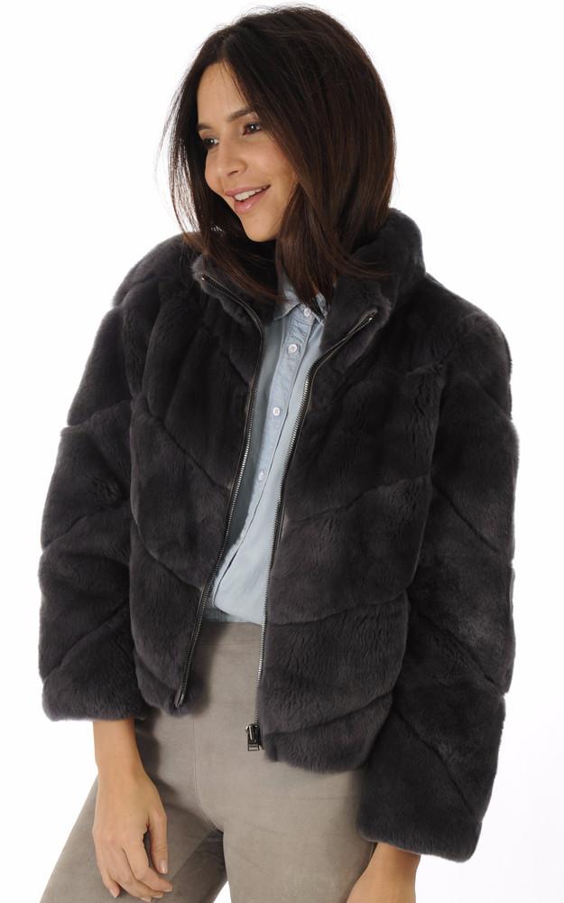La Canadienne Veste En Fourrure Rex Anthracite