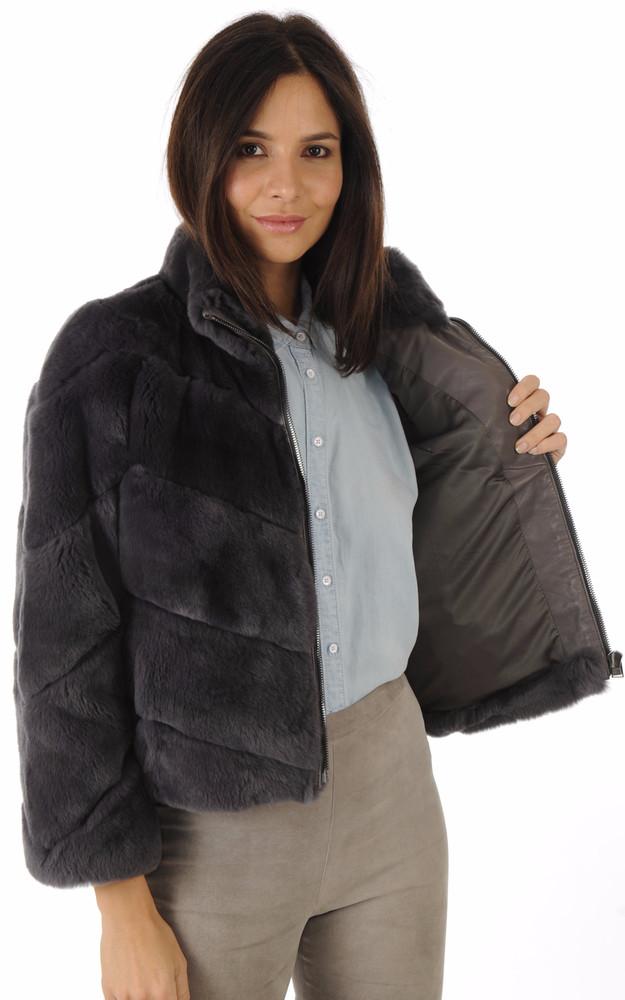 La Canadienne Veste En Fourrure Rex Anthracite