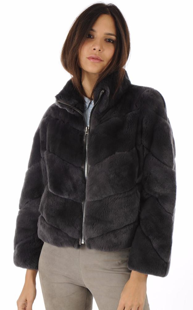 la canadienne Veste en fourrure rex anthracite
