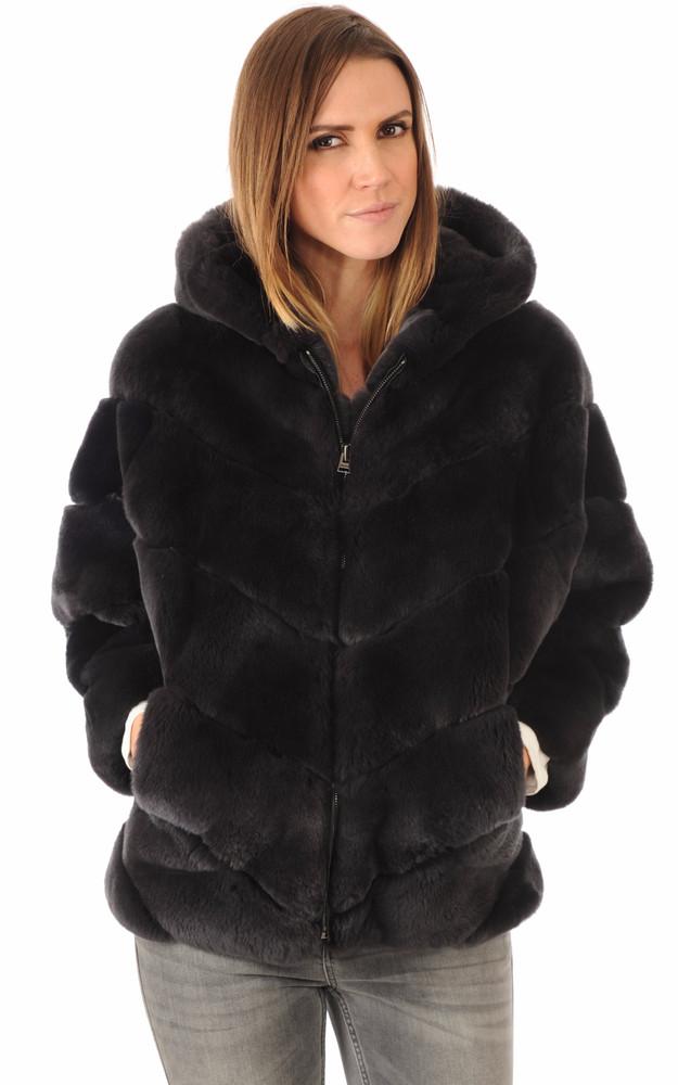La Canadienne Veste Fourrure Rex Anthracite