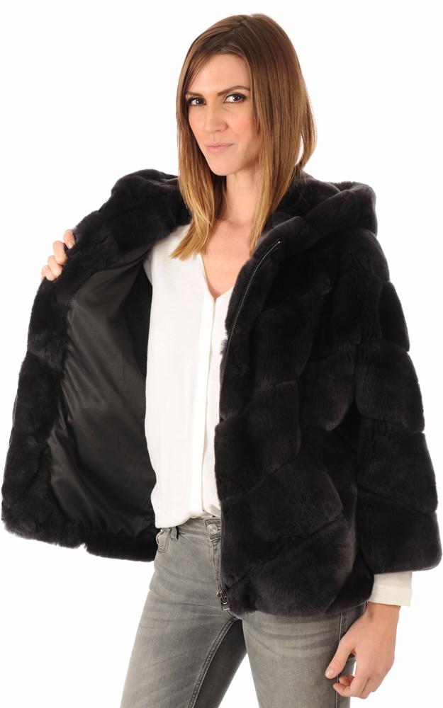 La Canadienne Veste Fourrure Rex Anthracite