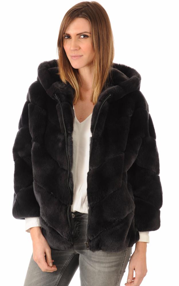 la canadienne Veste fourrure rex anthracite