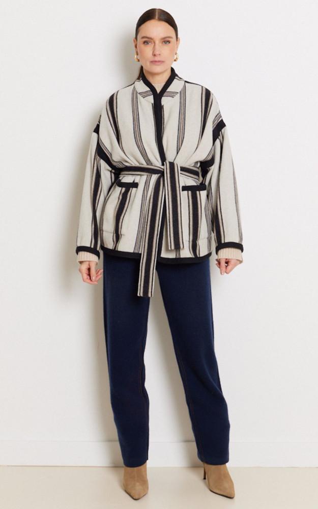 La Canadienne Veste Laine à Rayures Beige