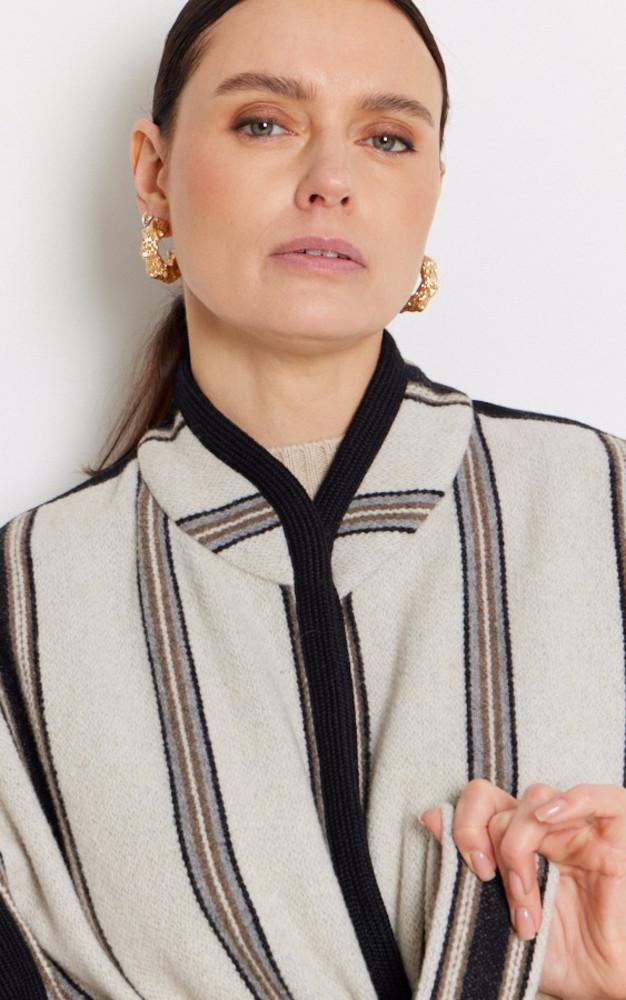 La Canadienne Veste Laine à Rayures Beige