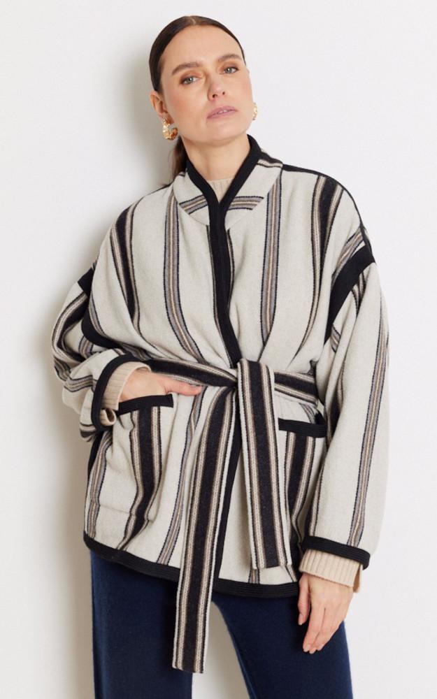 La Canadienne Veste Laine à Rayures Beige