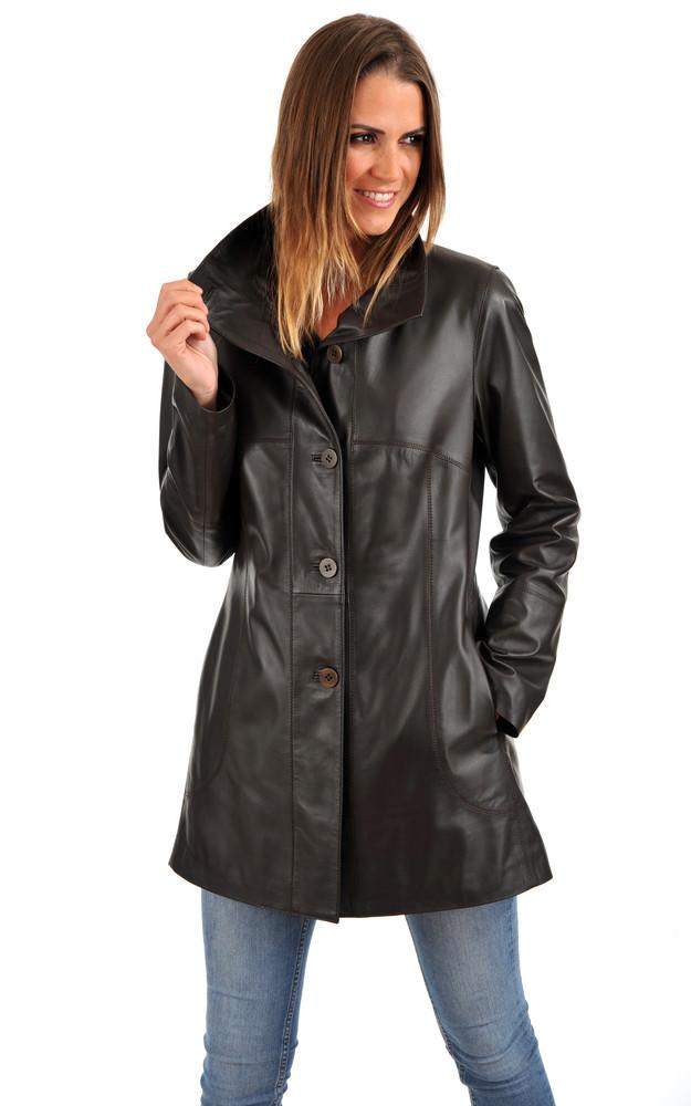 La Canadienne Veste Longue Cuir Agneau Femme