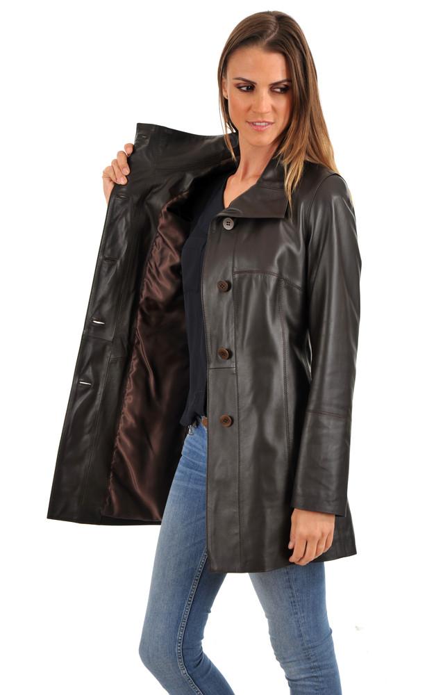 La Canadienne Veste Longue Cuir Agneau Femme