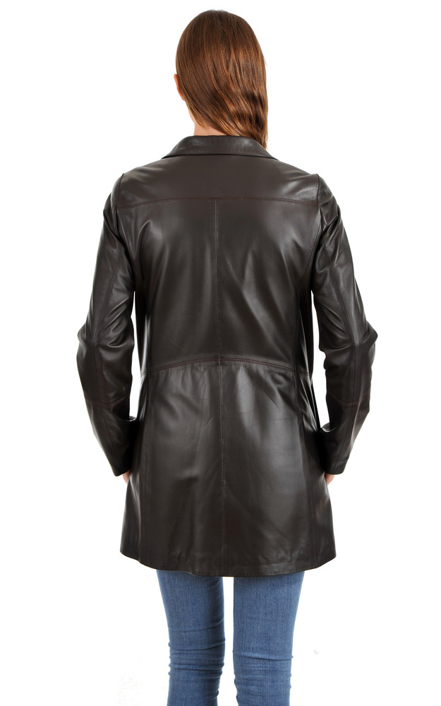 La Canadienne Veste Longue Cuir Agneau Femme