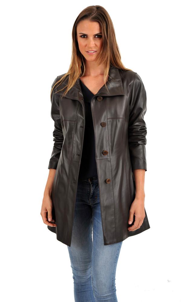 la canadienne Veste Longue Cuir Agneau Femme