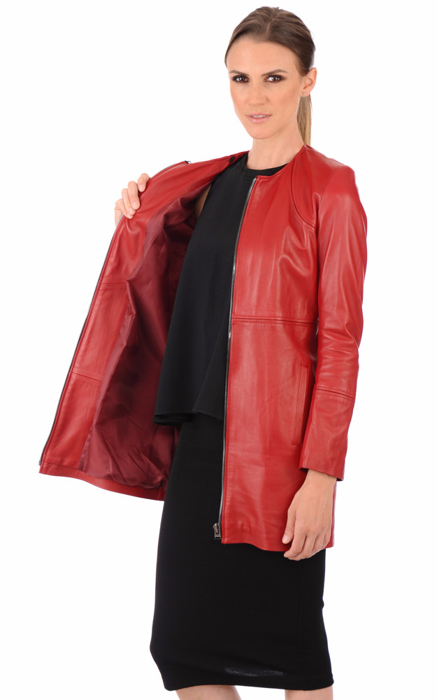 La Canadienne Veste Longue Cuir Bordée Fourrure