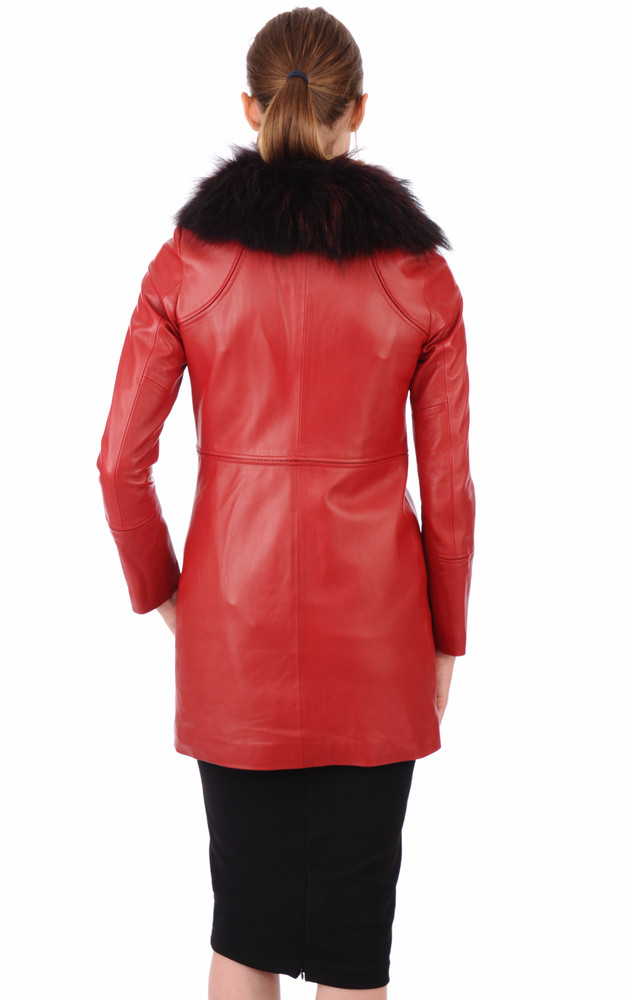 La Canadienne Veste Longue Cuir Bordée Fourrure