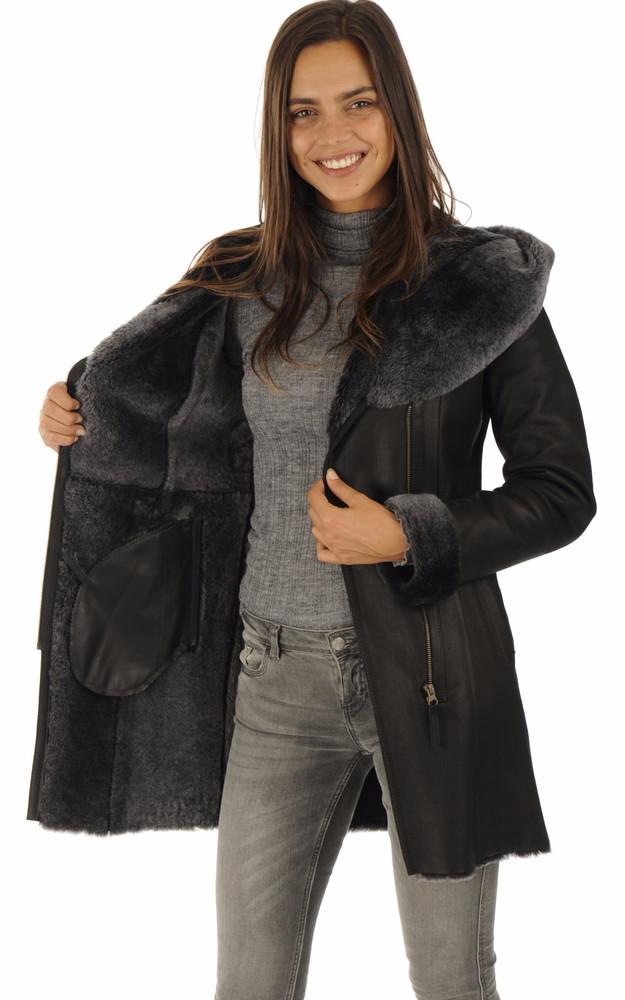 La Canadienne Veste Longue Peau Lainée Mérinos