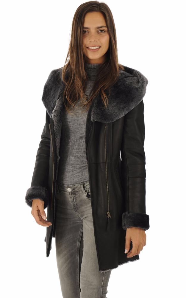 la canadienne Veste Longue Peau Lainée Mérinos